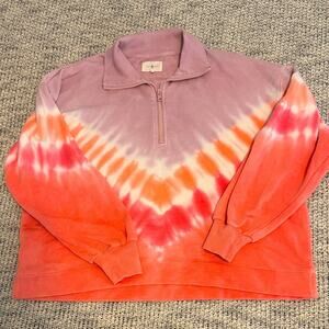 Lou & Grey Tie-Dye Quarter Zip Pullover – Size Medium Petite